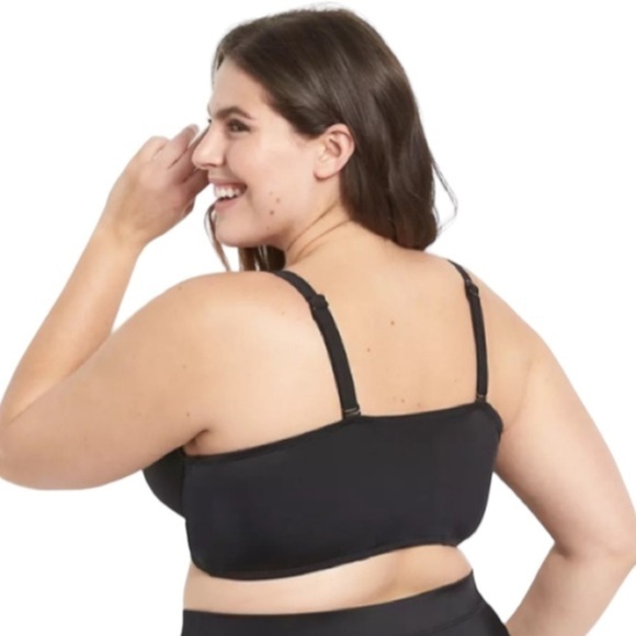 Lane Bryant NWOT Plunge Underwire Swim Bikini Top- Black 44DD - Picture 2 of 3